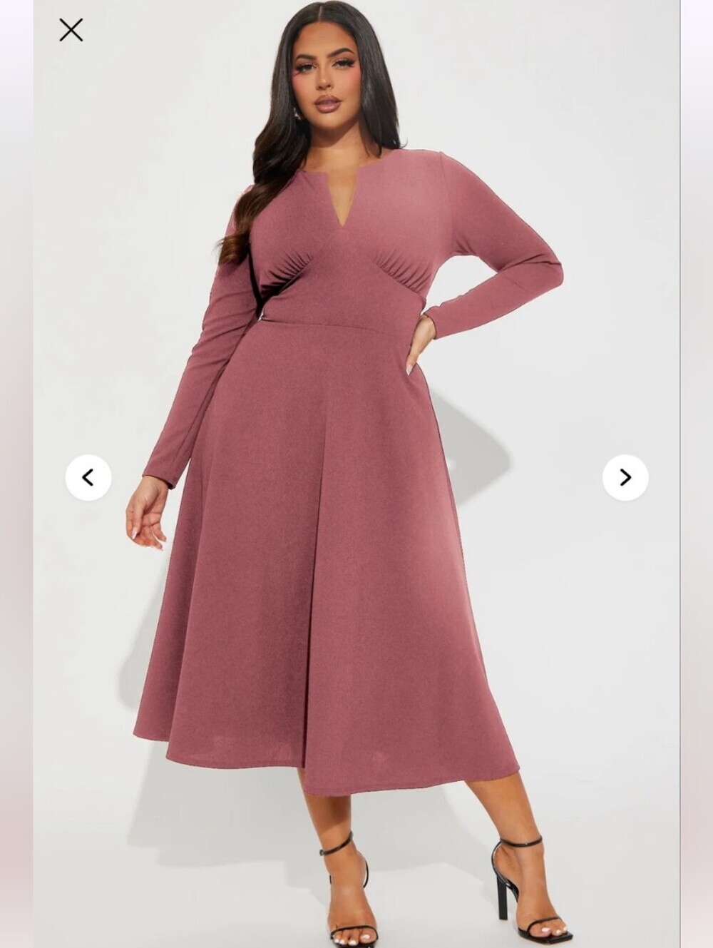 Fashion Nova Charolette Long Sleeve Midi Dress - Mauve 1X (NWOT)